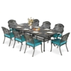 MEETWARM 9-Piece Outdoor Patio Dining Set, All Weather Cast Aluminum Patio Funiture Set for 8-94.5” Rectangular Table with 2" Umbrella Hole and 8 Chairs, Patio Table and Chairs Set - Thumbnail Image 5