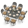 MEETWARM 9-Piece Outdoor Patio Dining Set for 8, All Weather Cast Aluminum Patio Funiture Table and Chairs Set- Large 64" Square Table and 4 Swivel Rocker Chairs, 4 Stationary for Garden - Thumbnail Image 4