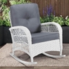 MEETWARM Outdoor Wicker Rocking Chair, Rattan Patio Rocker Chairs With Cushion And Steel Frame - Thumbnail Image 6