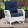 MEETWARM Outdoor Wicker Rocking Chair, Rattan Patio Rocker Chairs With Cushion And Steel Frame - Thumbnail Image 7