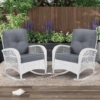 MEETWARM Outdoor Wicker Patio Rocking Chair Cushioned Rattan Rocker Chair For Porch, Deck, Poolside With Steel Frame, Weather-Resistant Cushions, Set Of 2 - Thumbnail Image 6