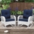 White Wicker/Navy Cushions