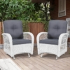 MEETWARM Patio Wicker Rocking Glider Set, All-Weather Outdoor Rattan Patio Rocking Chairs Of 2, Patio Conversation Set With Thickened Cushions For Porch Garden & Backyard - Thumbnail Image 5