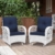 White Wicker/Navy Cushions