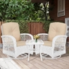 MEETWARM 3 Pieces Outdoor Wicker Swivel Rocker Patio Set, Rocking Chairs Rattan Patio Furniture Sets With Thickened Cushion And Glass-Top Coffee Table, Conversation Bistro Set For Porch - Thumbnail Image 5
