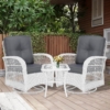 MEETWARM 3 Pieces Outdoor Wicker Swivel Rocker Patio Set, Rocking Chairs Rattan Patio Furniture Sets With Thickened Cushion And Glass-Top Coffee Table, Conversation Bistro Set For Porch - Thumbnail Image 6