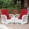 MEETWARM 3 Pieces Outdoor Wicker Swivel Rocker Patio Set, Rocking Chairs Rattan Patio Furniture Sets With Thickened Cushion And Glass-Top Coffee Table, Conversation Bistro Set For Porch - Thumbnail Image 8
