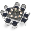 MEETWARM 9-Piece Outdoor Patio Dining Set for 8, All Weather Cast Aluminum Patio Furniture Table and Chairs Set- Large 64" Square Table, 4 Swivel Rocker Chairs, 4 Stationary, Umbrella Hole - Thumbnail Image 3