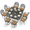 MEETWARM 9-Piece Outdoor Patio Dining Set for 8, All Weather Cast Aluminum Patio Furniture Table and Chairs Set- Large 64" Square Table, 4 Swivel Rocker Chairs, 4 Stationary, Umbrella Hole - Thumbnail Image 2
