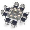 MEETWARM 9-Piece Outdoor Patio Dining Set for 8, All Weather Cast Aluminum Patio Funiture Table and Chairs Set- 64" Square Table and 2 Swivel Rocker Chairs, 6 Stationary, Umbrella Hole - Thumbnail Image 3