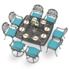 MEETWARM 9-Piece Outdoor Patio Dining Set for 8, All Weather Cast Aluminum Patio Funiture Table and Chairs Set- 64" Square Table and 2 Swivel Rocker Chairs, 6 Stationary, Umbrella Hole - Thumbnail Image 4