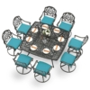 MEETWARM 9-Piece Outdoor Patio Dining Set for 8, All Weather Cast Aluminum Patio Funiture Table and Chairs Set- Large 64" Square Table, 8 Cushioned Swivel Rocker Chairs, 2.2" Umbrella Hole - Thumbnail Image 4