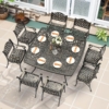 MEETWARM 9-Piece Outdoor Furniture Dining Set for 8, All Weather Cast Aluminum Patio Dining Set- Large 64" Square Table and 8 Chairs, Patio Table and Chairs Set for Garden, Umbrella Hole, Dark Bronze - Thumbnail Image 7