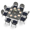 MEETWARM 9-Piece Outdoor Furniture Dining Set for 8, All Weather Cast Aluminum Patio Dining Set- Large 64" Square Table with Umbrella Hole, 8 Cushioned Chairs, Patio Table and Chairs Set - Thumbnail Image 3