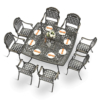MEETWARM 9-Piece Outdoor Furniture Dining Set for 8, All Weather Cast Aluminum Patio Dining Set- Large 64" Square Table with Umbrella Hole, 8 Cushioned Chairs, Patio Table and Chairs Set - Thumbnail Image 4