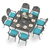 MEETWARM 9-Piece Outdoor Furniture Dining Set for 8, All Weather Cast Aluminum Patio Dining Set- Large 64" Square Table with Umbrella Hole, 8 Cushioned Chairs, Patio Table and Chairs Set - Thumbnail Image 5