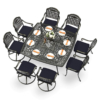 MEETWARM 9-Piece Outdoor Patio Dining Set for 8, All Weather Cast Aluminum Patio Funiture Table and Chairs Set- Large 64" Square Table and 4 Swivel Rocker Chairs, 4 Stationary for Garden - Thumbnail Image 2