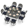 MEETWARM 9-Piece Outdoor Patio Dining Set for 8, All Weather Cast Aluminum Patio Funiture Table and Chairs Set- Large 64" Square Table and 2 Swivel Rocker Chairs, 6 Stationary for Garden - Thumbnail Image 3