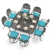 MEETWARM 9-Piece Outdoor Patio Dining Set for 8, All Weather Cast Aluminum Patio Funiture Table and Chairs Set- Large 64" Square Table and 2 Swivel Rocker Chairs, 6 Stationary for Garden - Thumbnail Image 4