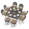 MEETWARM 9-Piece Outdoor Patio Dining Set for 8, All Weather Cast Aluminum Patio Funiture Table and Chairs Set- Large 64" Square Table and 2 Swivel Rocker Chairs, 6 Stationary for Garden - Thumbnail Image 2