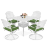 MEETWARM 5-Piece Outdoor Patio Dining Set, All-Weather Cast Aluminum Patio Conversation Set With 4 Cushions Swivel Rocker Chairs For Backyard Garden Deck And 35.4" Square Table - Thumbnail Image 5