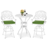 MEETWARM 3-Piece Patio Swivel Bar Set, All-Weather Cast Aluminum Outdoor High Bar Stool Bistro Set For Backyard Garden Deck With 2 Cushions Bar Chairs With Footrest And 31" Bar Table, 2" Umbrella Hole - Thumbnail Image 2