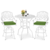 MEETWARM 3-Piece Patio Swivel Bar Set, All-Weather Cast Aluminum Outdoor High Bar Stool Bistro Set For Backyard Garden With 2 Cushions Bar Chairs With Footrest And 35.4" Bar Table, 2" Umbrella Hole - Thumbnail Image 1