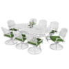 MEETWARM 9-Piece Outdoor Patio Dining Set, All-Weather Cast Aluminum Patio Conversation Set With 8 Cushioned Swivel Rocker Chairs For Backyard Garden Deck, 1 Oval Table, 2" Umbrella Hole - Thumbnail Image 5
