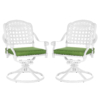 MEETWARM 2 Piece Patio Dinning Swivel Chairs Rocker, Outdoor All-Weather Cast Aluminum Chairs With Cushions, Patio Bistro Dining Chair Set For Garden Deck Backyard - Thumbnail Image 5