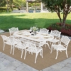 MEETWARM 9-Piece Outdoor Patio Dining Set, 8 Outdoor Dining Chairs and 1 Oval Table with 2" Umbrella Hole, All Weather Cast Aluminum Patio Funiture Set for Backyard, Garden, Patio - Thumbnail Image 2