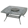 MEETWARM Outdoor 64" Square Patio Dining Table with Detachable Lazy Susan, All Weather Cast Aluminum Large Patio Furniture Table Set for 8 Seat with Rotating Tray, Umbrella Hole, Dark Bronze - Thumbnail Image 2
