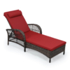 MEETWARM Outdoor Wicker Lounge Chair with Cushion, 6-Position Adjustable Patio Chaise Lounge, All Weather Lay Flat Pool Sunbathing Recliner Chair, Armrest and Head Pillow, Fade-Resistant - Thumbnail Image 5