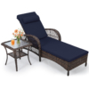 MEETWARM Outdoor Wicker Lounge Chair Set, 6-Position Adjustable Patio Chaise Lounge w/Side Table, All Weather Lay Flat Pool Sunbathing Recliner, Armrest & Head Pillow, Fade-Resistant - Thumbnail Image 6