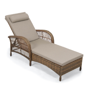 MEETWARM Outdoor Wicker Lounge Chair with Cushion, 6-Position Adjustable Patio Chaise Lounge, All Weather Lay Flat Pool Sunbathing Recliner Chair, Armrest and Head Pillow, Fade-Resistant