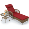MEETWARM Outdoor Wicker Lounge Chair Set, 6-Position Adjustable Patio Chaise Lounge w/Side Table, All Weather Lay Flat Pool Sunbathing Recliner, Armrest & Head Pillow, Fade-Resistant - Thumbnail Image 2