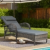 MEETWARM Outdoor Wicker Chaise Lounge Chair with Cushion, 77" Long All Weather PE Rattan Patio Lounge Chair, 6-Positions Adjustable Pool Reclining Sunbathing Chair, Armrest & Head Pillows - Thumbnail Image 2