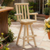 HOMEDIARY Outdoor Solid Wood Swivel Bar Stool, Oversized Patio Log Bar Height Chair with High Back, Heavy Duty 29.8" Tall Adirondack Chair with Armrest & Footrest, 500 LBS Capacity - Thumbnail Image 2