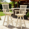 HOMEDIARY Solid Wood Swivel Adirondack Bar Chairs Set of 2, Outdoor Bar Height Barstools Chairs Set with High Back and Footrest, 29.8" High Top Chair for Deck Pub Garden, 500 LBS Capacity - Thumbnail Image 2