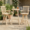 HOMEDIARY 3 Piece Outdoor Swivel Adirondack Bar Set, 41.9" Patio Log Bar Height Table & 2 Bar Stools with High Back, 500 LBS Heavy Duty Wooden Bar Stools Set for Deck Pub Garden Backyard - Thumbnail Image 2