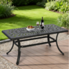 MEETWARM Outdoor Coffee Table, All-Weather Cast Aluminum 42" Rectangle Patio Coffee Table, 220 LBS Heavy Duty Patio Side Table for Balcony Poolside Deck Garden & Indoor Use, Dark Bronze - Thumbnail Image 3