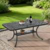 MEETWARM Outdoor Coffee Table, All-Weather Cast Aluminum 42" Rectangle Patio Coffee Table, 220 LBS Heavy Duty Patio Side Table for Balcony Poolside Deck Garden & Indoor Use, Dark Bronze - Thumbnail Image 2