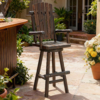 HOMEDIARY Outdoor Solid Wood Swivel Bar Stool, Oversized Rustic Patio Log Bar Height Chair with High Back and Footrest, 29.9" Adirondack Bar Chair for Deck Pub Garden, 500 LBS Capacity - Thumbnail Image 2