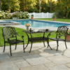 MEETWARM 3 Piece Patio Bistro Set Cast Alumiunm Patio Furniture Set, All Weather Bistro Table and Chairs Set of 2, Outdoor Bistro Table Set for Balcony Poolside Deck Garden & Indoor Use, Dark Bronze - Thumbnail Image 2