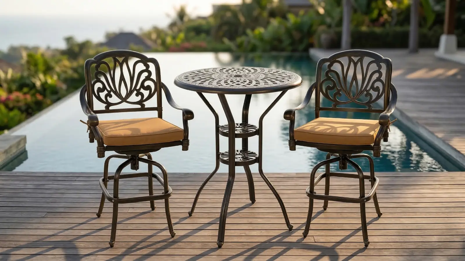 Meetwarm patio bar sets under $500, Meetwarm patio bar sets, budget-friendly outdoor bar furniture, cast aluminum patio furniture, swivel bar stools, cheap outdoor bar sets, all-weather patio bistro sets.
