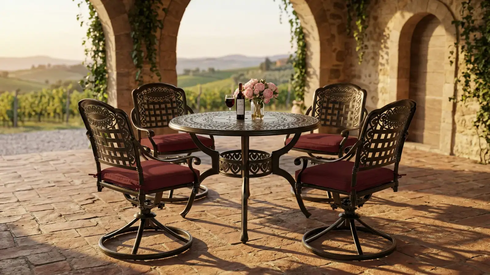 Meetwarm Cast Aluminum Patio Set Tuscan Estate Poster