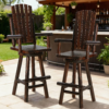 HOMEDIARY Solid Wood Swivel Adirondack Bar Chairs Set of 2, Outdoor Bar Height Barstools Chairs Set with High Back and Footrest, 29.9" High Top Chair for Deck Pub, 500 LBS Capacity - Thumbnail Image 2