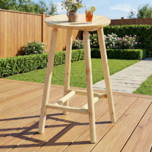 HOMEDIARY Outdoor Solid Wood Bar Table, 41.9” Round Log Patio Bar Counter Height Table, Rustic Adirondack High Top Bar Table, Heavy Duty Bistro Pub Table for Backyard, Deck & Indoor Use