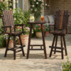 HOMEDIARY 3 Piece Outdoor Bar Set, Solid Wood Patio High Top Table and 2 Swivel Bar Height Adirondack Chairs with High Back & Footrest, Tall Patio Bistro Furniture for Deck Pub Garden - Thumbnail Image 2