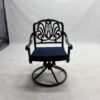 Outdoor 9-Piece Patio Dining Set, All-Weather Cast Aluminum Patio Conversation Set- 8 Cushioned Swivel Rocker, 61" Round Patio Dining Table w/Detachable Lazy Susan/Umbrella Hole, Navy Blue, ASIN#B0H26KBRDX - Thumbnail Image 2