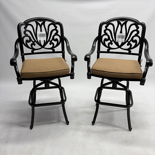 MEETWARM 2 Piece Outdoor Patio Swivel Bar Stools, All-Weather Cast Aluminum Bar Height Bistro Chairs, Outdoor Furniture Bar Dining Chair Set With Cushions For Garden Deck Backyard, ASIN#B0FN3ZLXX7 - Image 1